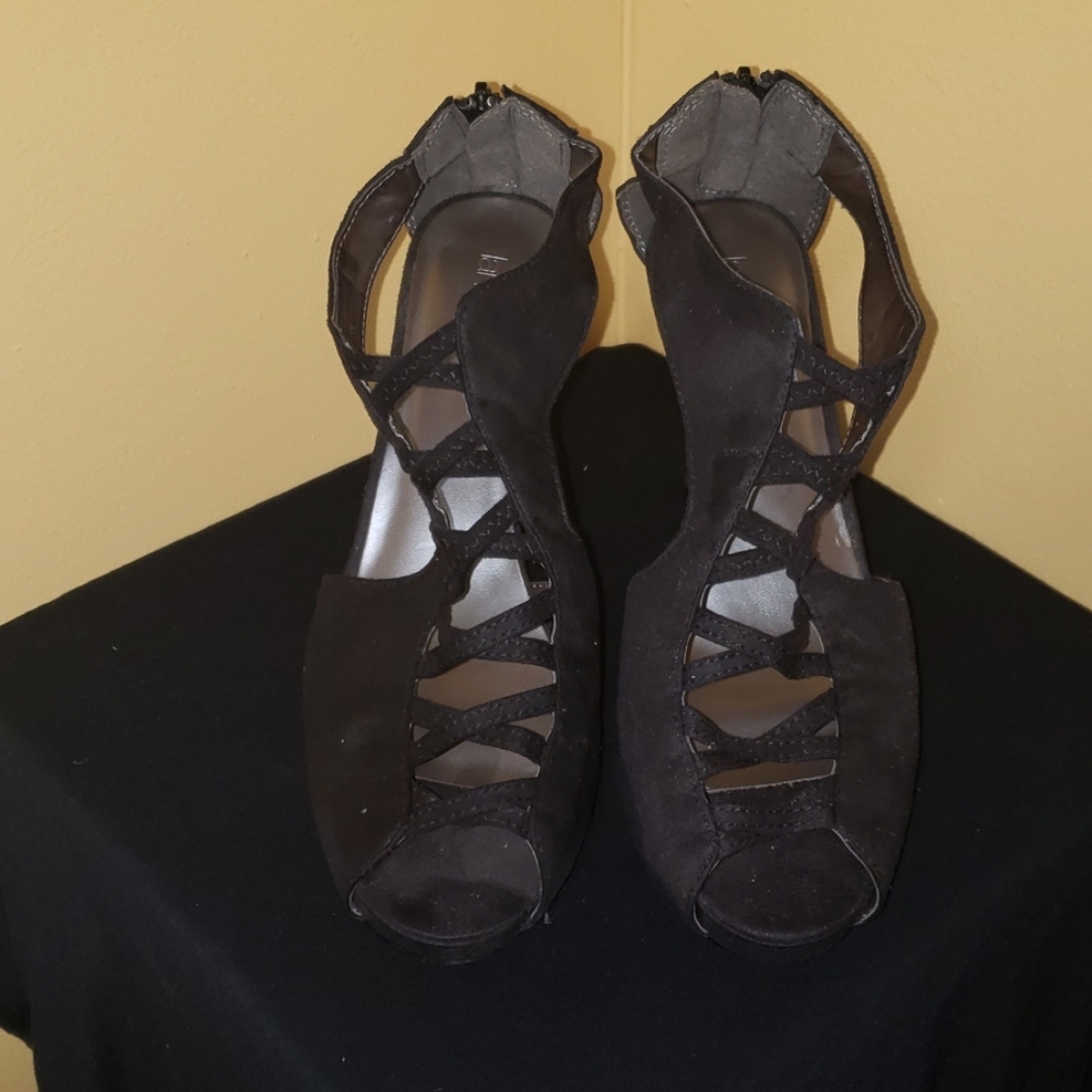 Black suede heel